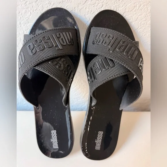 Melissa Black Slide Sandals | Chic Minimalist Summer Slides | Slightly Wide Fit - Picture 4 of 7